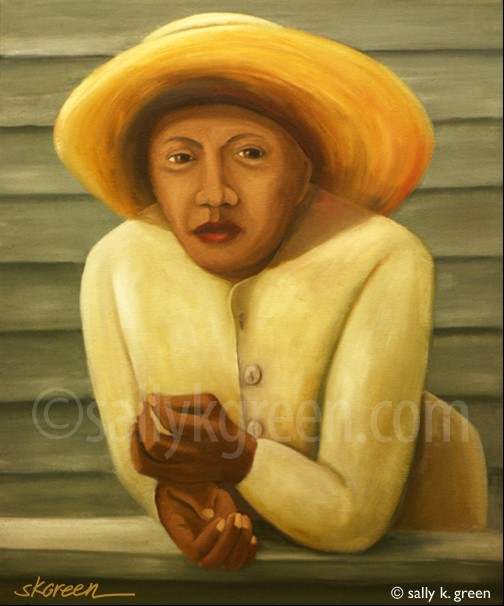 African-American woman dressed for church