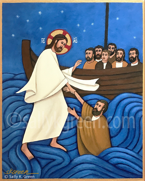Jesus and Peter walk on the Water